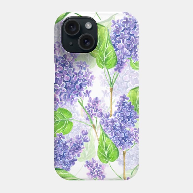 Watercolor lilac flowers Phone Case by katerinamk