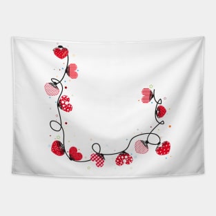Hearts Valentine's Day doodle hearts border design Tapestry