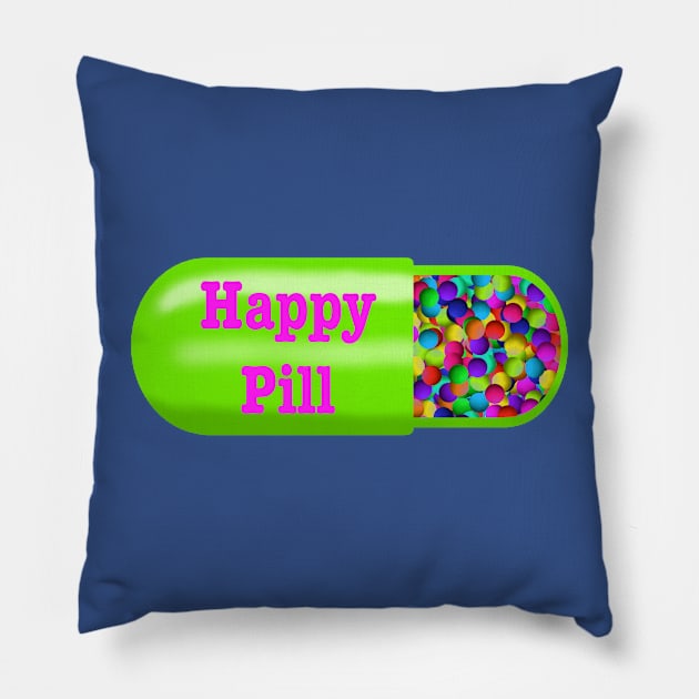 Happy Pill Pillow by JossSperdutoArt