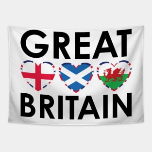 Great Britain England Scotland Wales Flags Hearts Tapestry