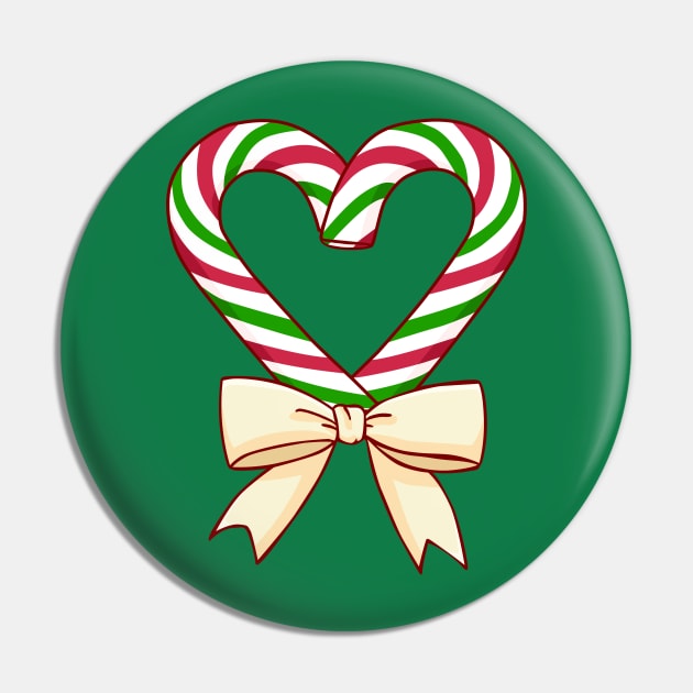 Candy Cane Heart Pin by PurrfectlyBrewed