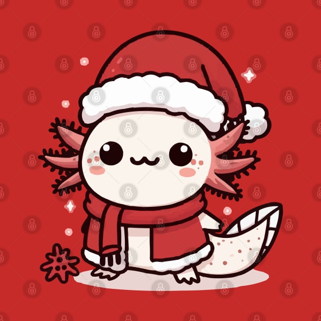 adorable christmas axolotl by fikriamrullah
