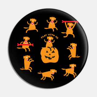 Halloween with Black Dogs Pin