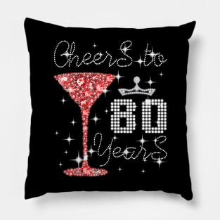 Queen Girl Princess Cheers To 80 Years Old Happy Birthday Pillow