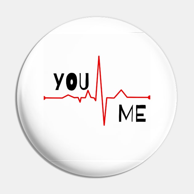 You and Me Heartbeat Design Pin by Zwen Rubby