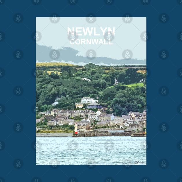 Newlyn Cornwall. Cornish gift Kernow Travel location poster, St Austell by BarbaraGlebska