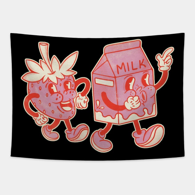 Strawberry milk Tapestry by Sasshhaaaart