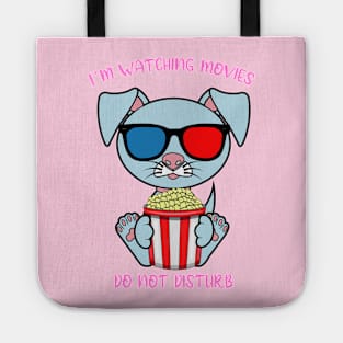 I am watching movies, cute dog Tote