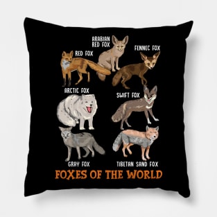 Foxes Of The World Funny Fox Stuff Animals Educational Gifts Pillow