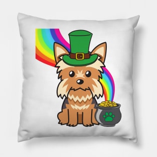 Funny yorkshire terrier celebrates st patrick's day Pillow