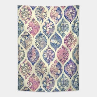 Patterned & Painted Floral Ogee in Vintage Tones Tapestry