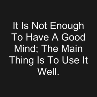 It Is Not Enough To Have A Good Mind The Main Thing Is To Use It Well T-Shirt