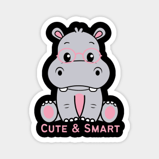 Cute and Smart Cookie Sweet little hippopotamus in pink glasses cute baby outfit Magnet