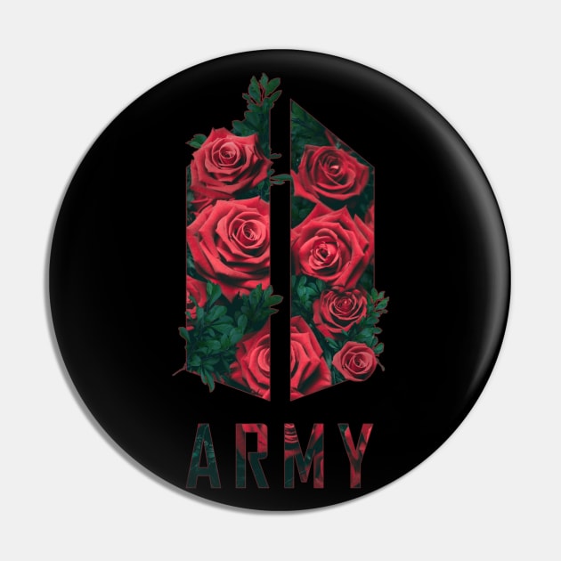 BTS Army logo (rose texture flowers) | Kpop Army Pin by Vane22april