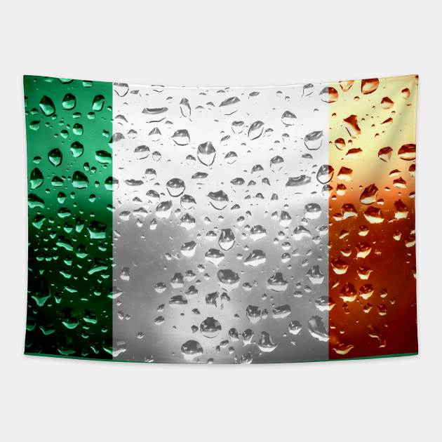 Flag of Ireland - Raindrops Tapestry by DrPen