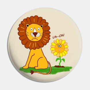 Stunned Lion with Funny Sunflower Pin