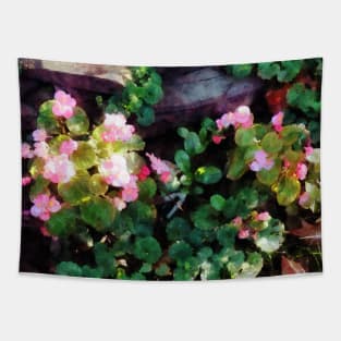 Begonias By Stone Wall Tapestry