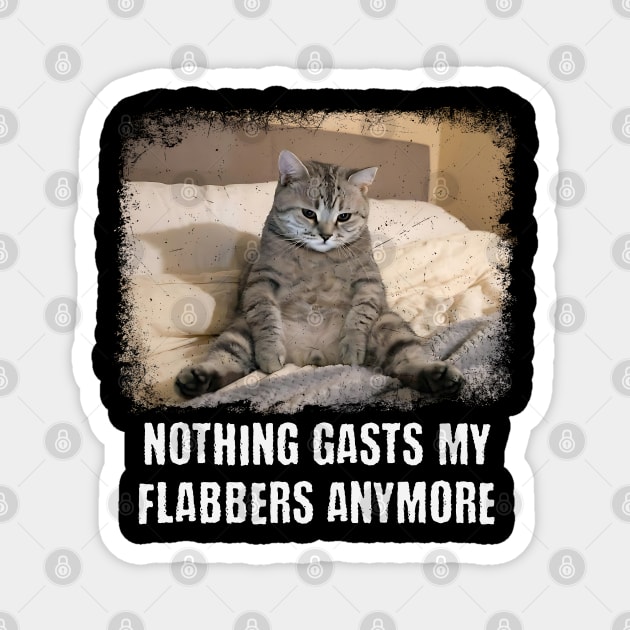 Funny Tired Cat: Nothing Gasts My Flabbers Anymore. Funny wordplay with Flabbergasted Magnet by Luxinda