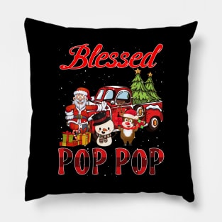 Blessed Pop Pop Red Plaid Christmas Pillow