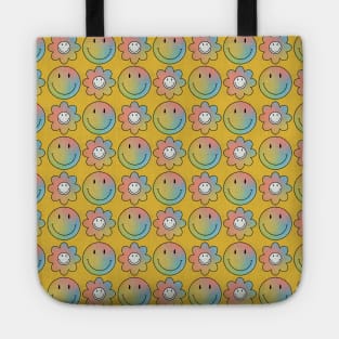 Psychedelic Flowers & Smileys Tote