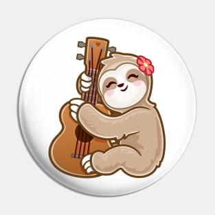 Sloth Playing Acoustic Ukulele Guitar adorable Cute kawaii Baby sloths Pin