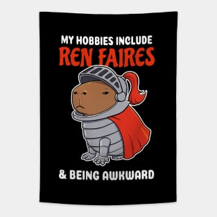 My hobbies include Ren Faires and being awkward cartoon Capybara Tapestry