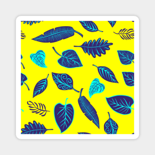 Blue and yellow leaves illustration Magnet