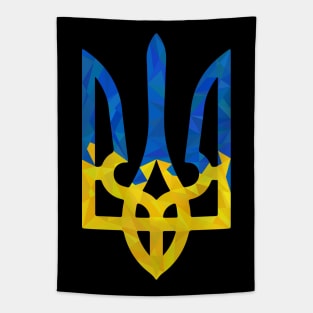 Low polygonal ukrainian trident black Tapestry