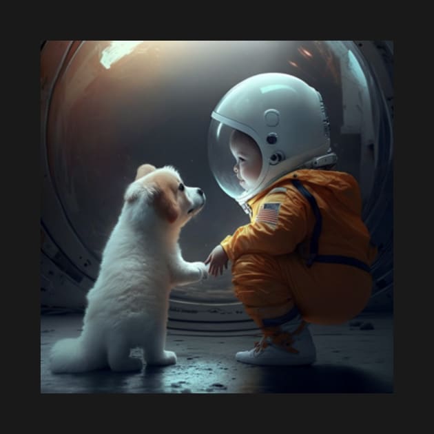 Out-of-this-World Artwork: Puppy and Kid Space Adventure by Leynee