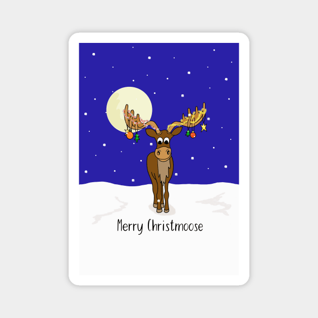 Merry Christmoose, moose in the snow Magnet by Maddybennettart