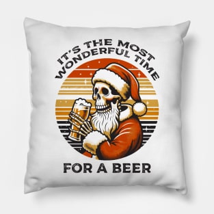 Skeleton Santa Pillow