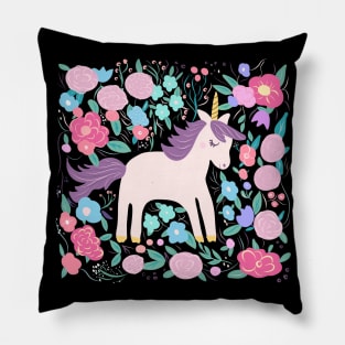 Unicorn Magic Flower Garden Pillow