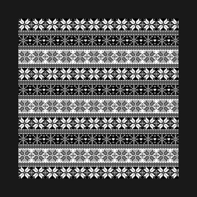 Black Winter Fair Isle Pattern by tanyadraws