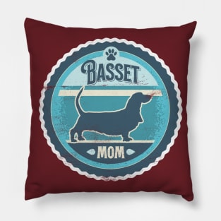 Basset Mom - Distressed Basset Hound Silhouette Design Pillow