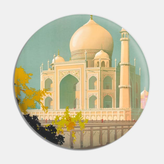 Vintage Travel Poster Visit India The Taj Mahal Pin by vintagetreasure