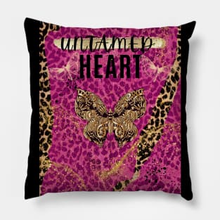 Untamed heart leopard pattern with pink by Renee Pillow