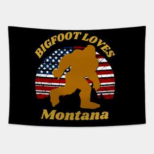 Bigfoot loves America and Montana too Tapestry
