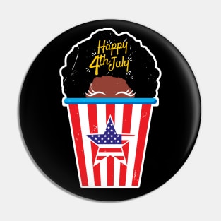 Happy 4th of July, Afro girl t-shirt Pin