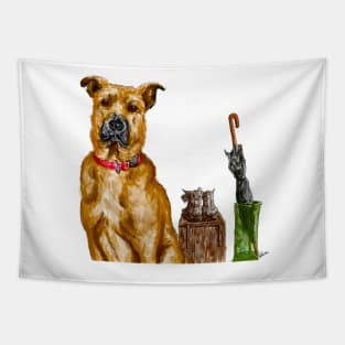 Black mouth cur dog breed drawing Tapestry