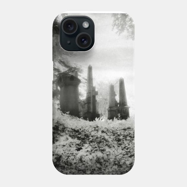 A Victorian Graveyard shot using infra-red film, West Midlands, UK Phone Case by richflintphoto