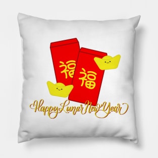 Lunar New Year Red Envelope and Golden Nugget Pillow