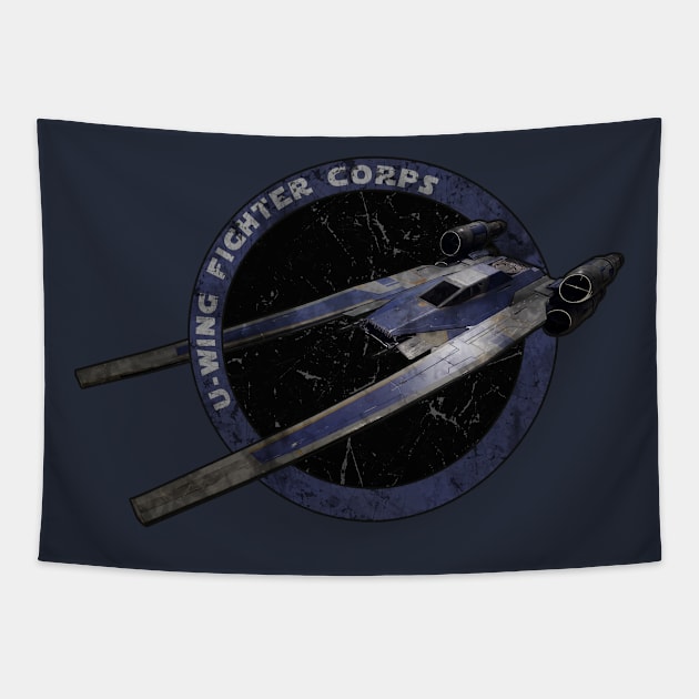 U - WING FIGHTER CORPS DARKBLUE Tapestry by mamahkian