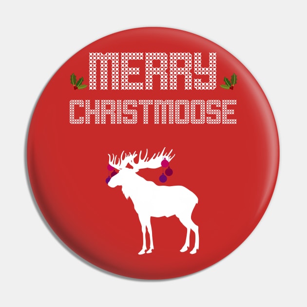 Merry Christmoose - Christmas Xmas Holidays Pin by fromherotozero