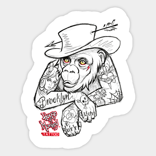 House of Monkey Tattooo - House Of Monkey Tattoo - Sticker | TeePublic House of Monkey Tattooo - House Of Monkey Tattoo - Sticker | TeePublic
