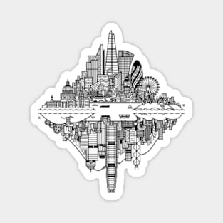 London Hong Kong Reversible Skylines Magnet