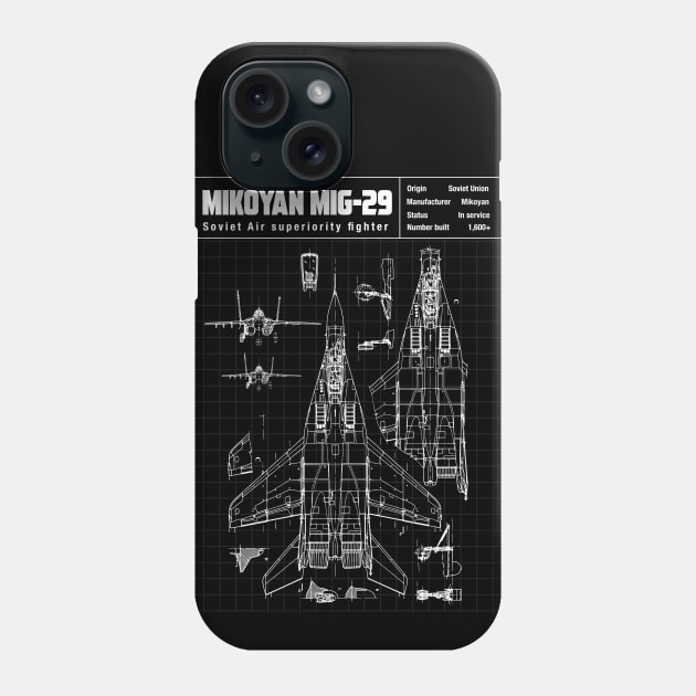 MIG 29 SCHEMATIC Phone Case by theanomalius_merch