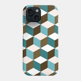 Cubes Teals Browns Cream White Phone Case