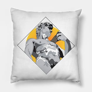 Michelangelo's David Colored - w/ Yellow Sphere Pillow