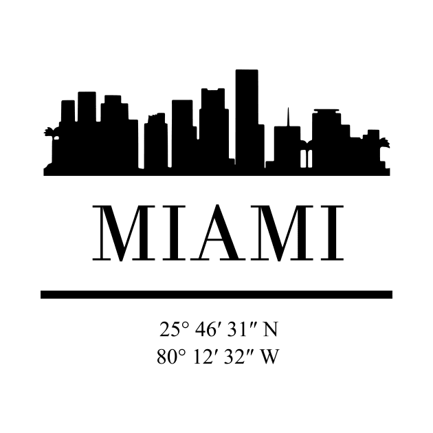 MIAMI FLORIDA BLACK SILHOUETTE SKYLINE ART by deificusArt