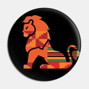 Lion Animal with African Kente Pattern Pin